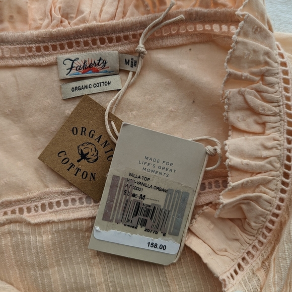 Faherty Willa Button Front 100% Organic Cotton Long Sleeve Vanilla Cream M NWT - Picture 14 of 16